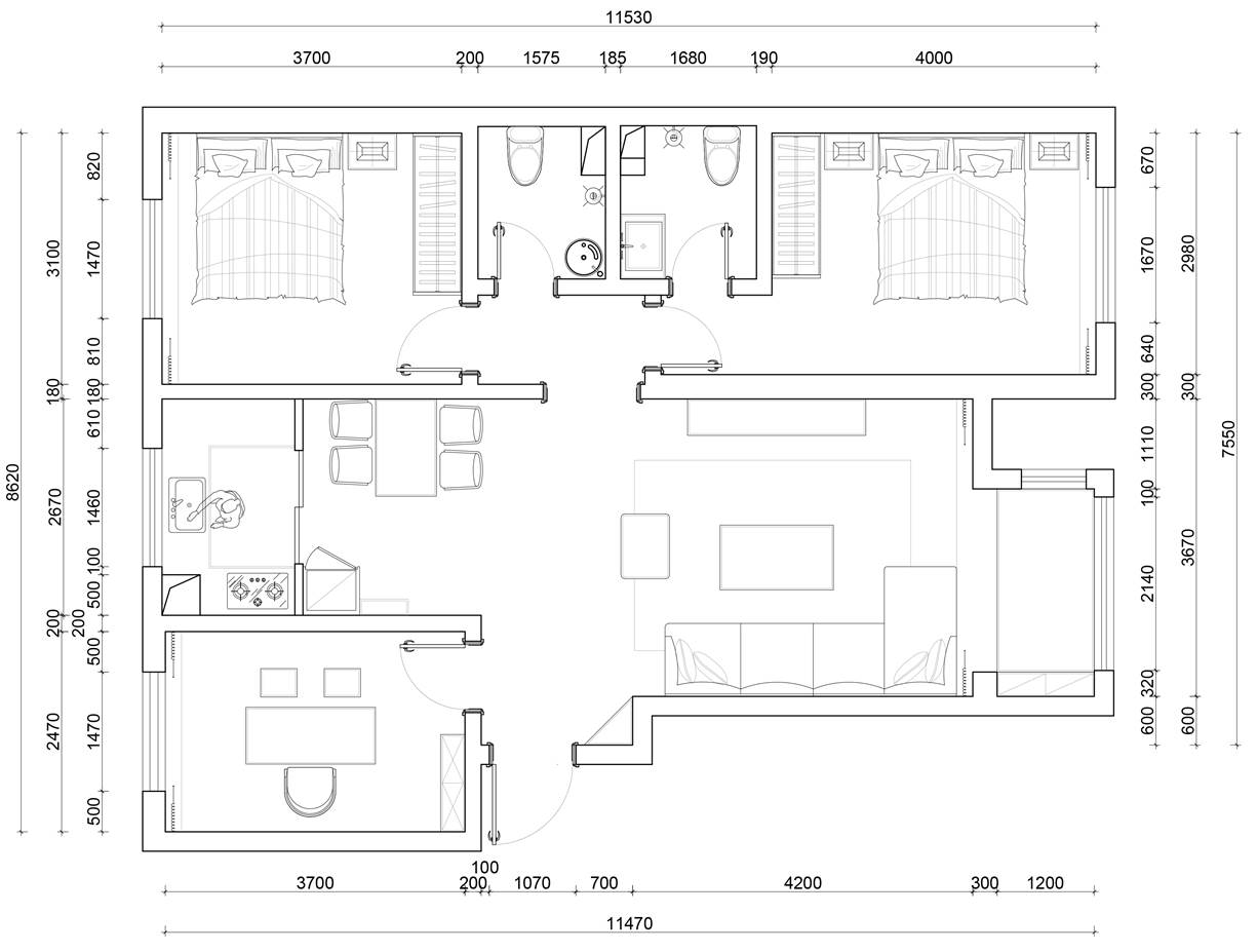121㎡三房充分利用每1㎡,简洁实用的现代设计!