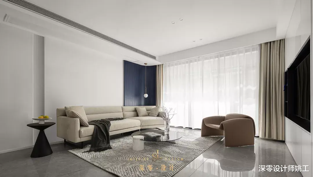 这是我见过最静谧的四居室,160㎡的蓝白灰,每一个空间都非常漂亮