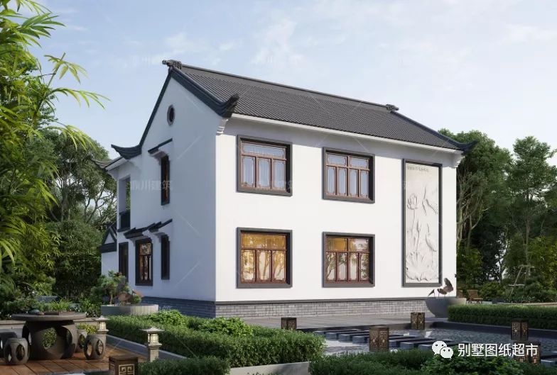 带庭院二层中式小合院，精简实用型别墅，36万造价