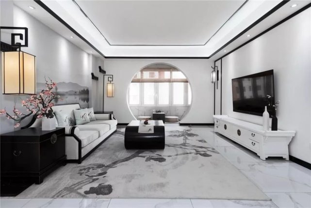 140平黑白色的新中式设计，让人看到生活本有的明媚