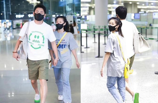 方脸妹说时尚|王彦霖夫妇婚后机场首秀，穿T恤全程牵手好含羞，却被调侃像父女