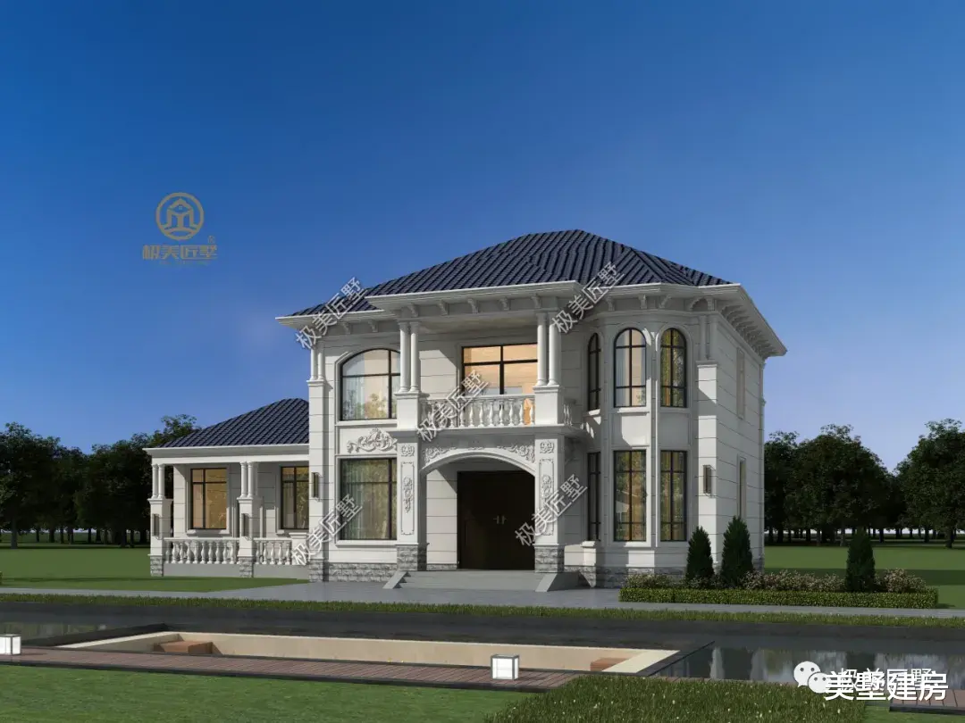 |简欧风格占地167平的二层简欧别墅,厨房设在偏房!