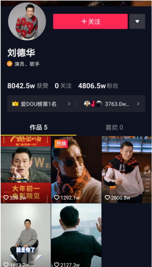 刘德华|6天涨粉4800万！被誉为全民偶像刘德华，却在其他榜单上排在倒数