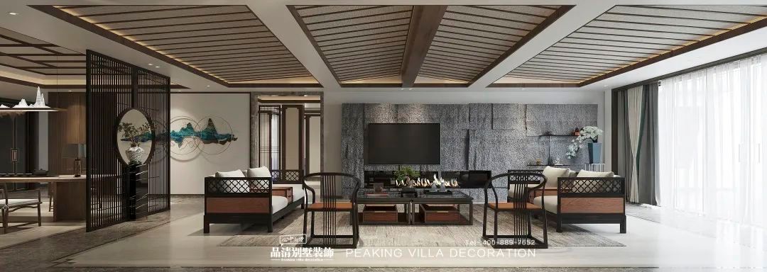 别墅装修|在1800㎡别墅中品味新中式里的诗境美学