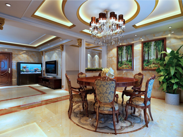 160平欧式风三居室简而不失大气，木色的古典质感让空间更稳重