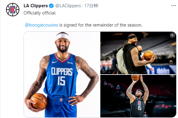 考辛斯|官宣！快船正式续约考辛斯，合同细节曝光，终于转正助乔卡冲击总冠军