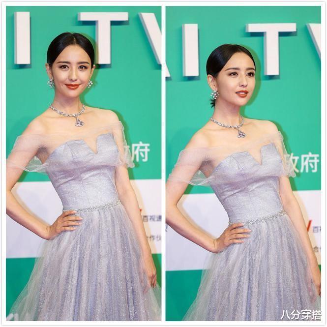 佟丽娅|佟丽娅人美又会穿，一袭蓝色薄纱连衣裙清爽优雅，气质高贵典雅