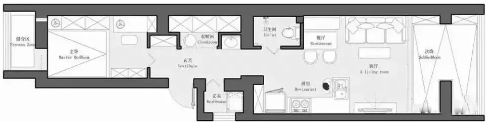 大户型|54平长条形小公寓，把阳台改造成榻榻米卧室，一居变两居!