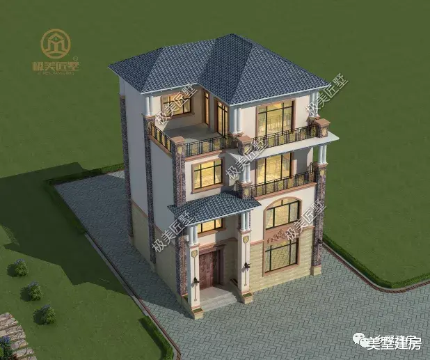10×10米，简欧风格的四层别墅，你就是村里最靓的仔