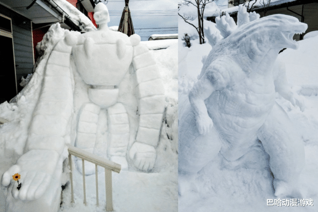雪雕|雪雕达人重现《鬼灭之刃》下弦之伍、巨兽哥吉拉「一人雪祭」！！