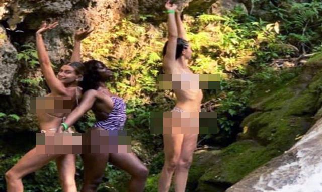 肯达尔·詹娜|海莉比基尼浪里淘金，肯豆三人组好耀眼，肯达尔看背影就够了