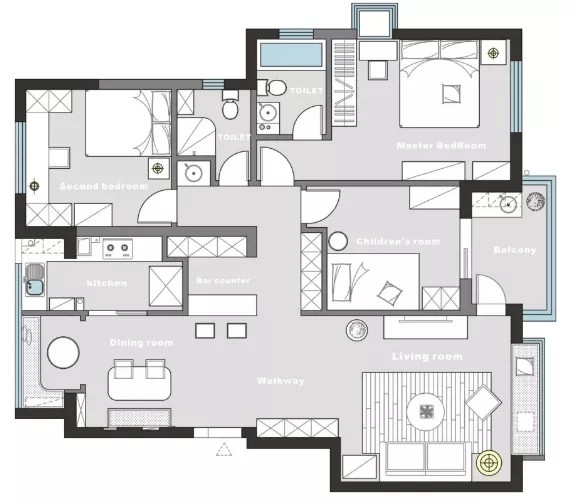 航天|130平轻奢风三居室，一明一暗之间带来丰富的内涵