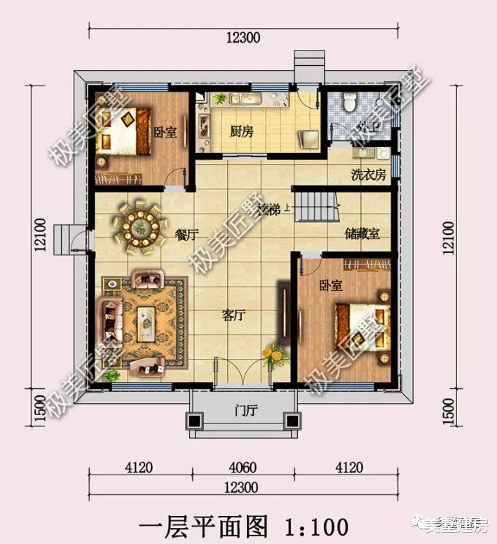 农村12米面宽,想修建一套简约时尚的自建别墅,这款图纸就不错