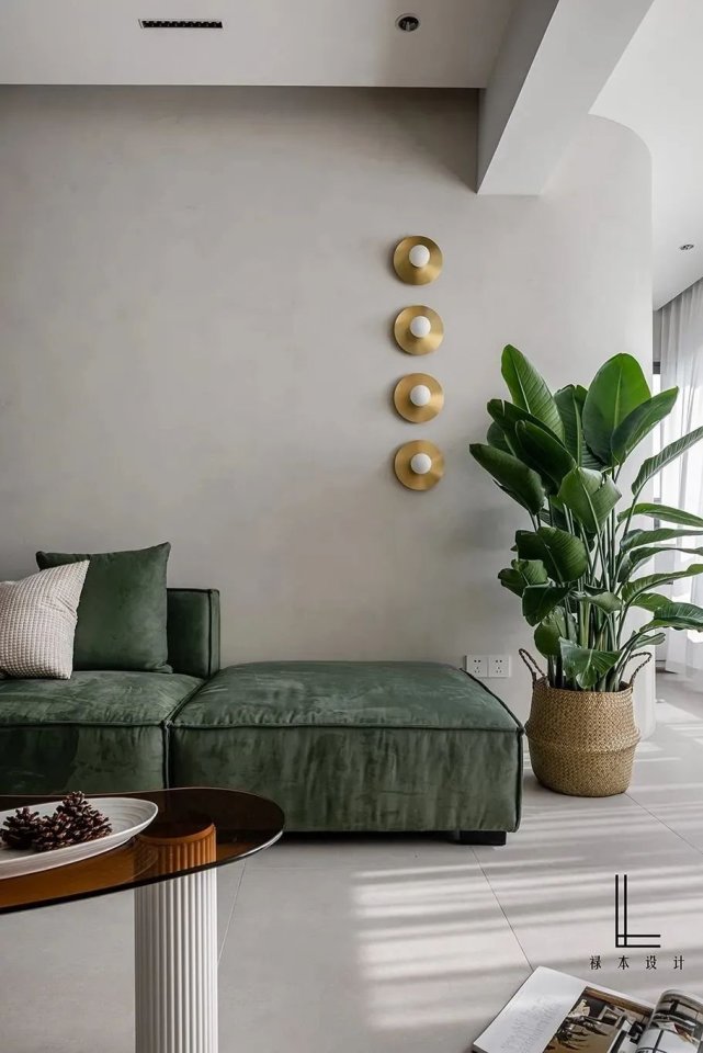 117㎡北欧风,森系外观+奶油质感,牛油果绿背景墙太耐看!