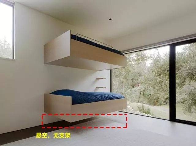 时尚装修设计大全|越来越多人上下铺不装支架了，一上一下悬空挂墙上，空间何止大2倍！
