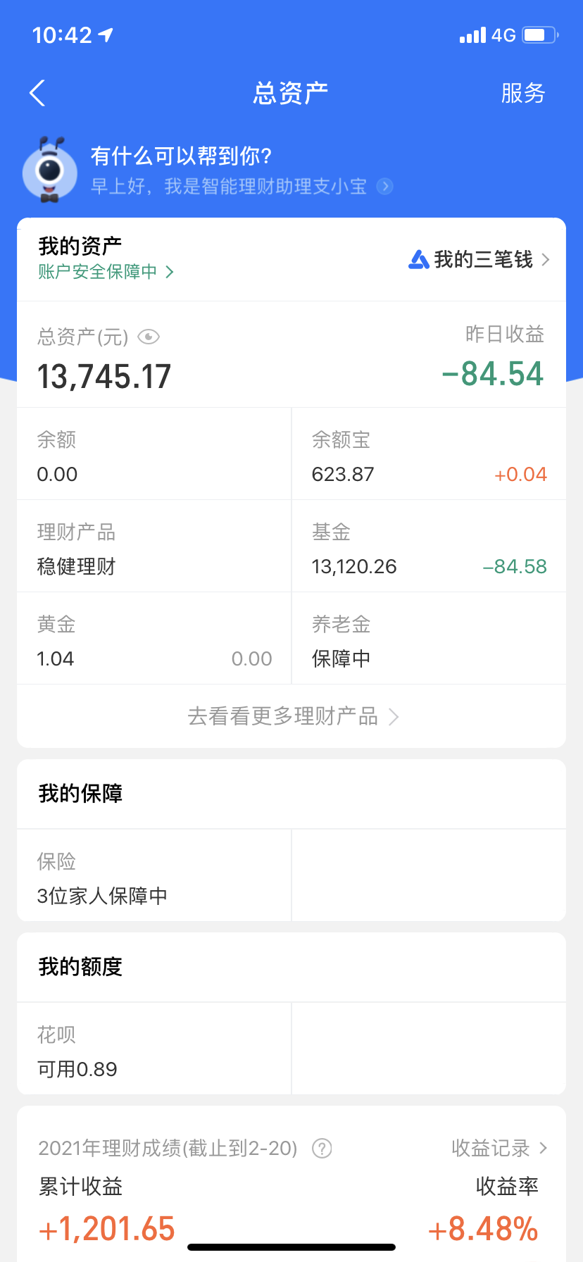  2月19日基金盈亏：亏84.58元