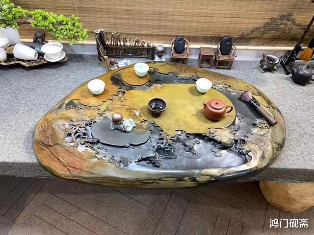 雕刻|什么样的家具才显档次？我把“美石”雕成茶盘，客人都要多看2眼
