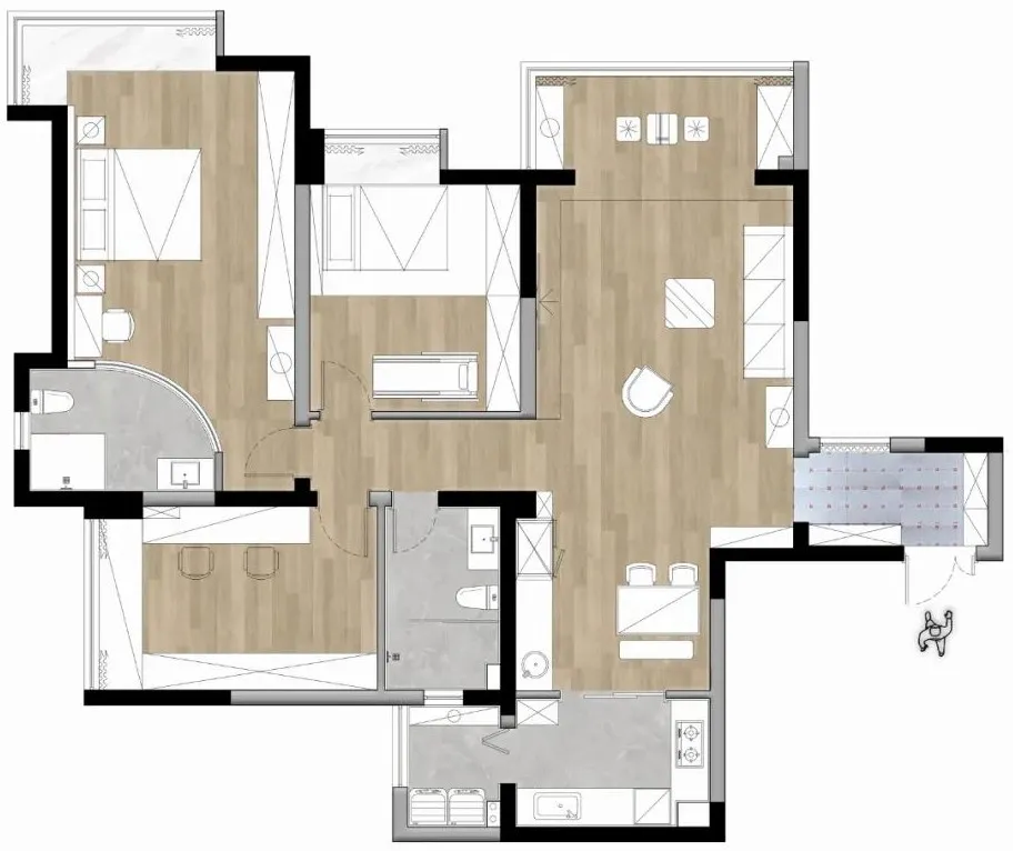 装修案例 | 140㎡二手房改造,弥漫宁静与沉稳之美