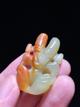 和田玉籽料|明 和田玉籽料 黄玉 玉神人