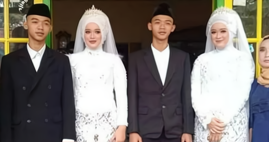 印尼雙胞胎兄弟娶雙胞胎姐妹，四人同日結婚，婚後認錯是常態-圖2