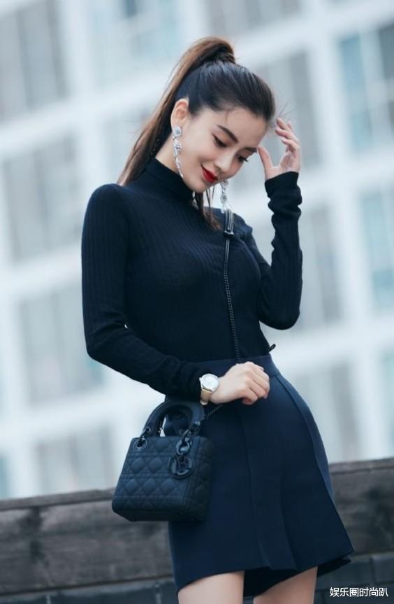 健身|杨颖很少走御姐风，从头到脚都穿黑色，唯有姨妈色口红最抢眼！