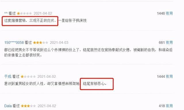 c位|破5亿却遭抵制，被指三观不正结局恶心，张子枫新片已沦为烂片？