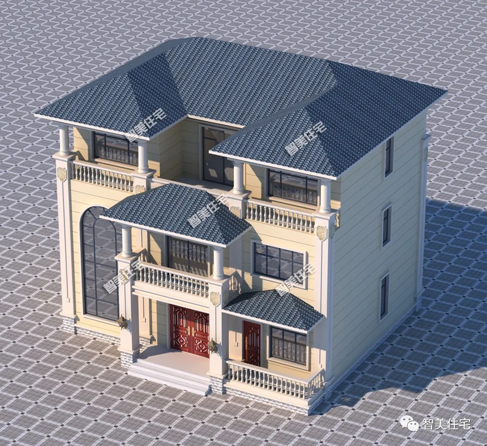 |13.1×11.3米农村别墅，客厅挑空设计，配大堂屋