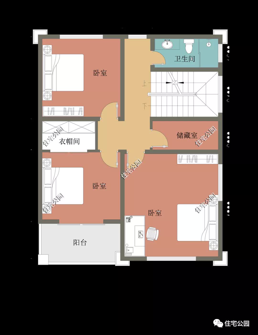 |布局紧凑、西墙无窗，8×10米农村四层别墅
