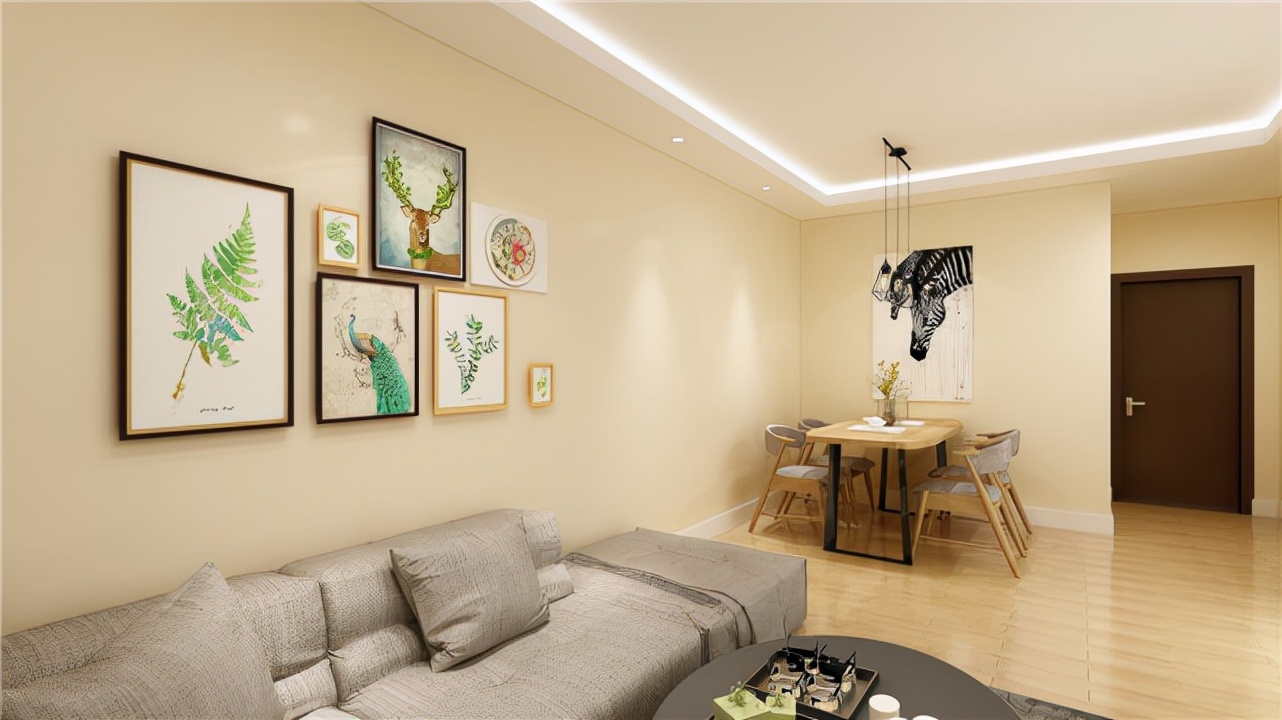 ?79㎡设计客餐厅空间开敞,客厅与餐厅在一个空间