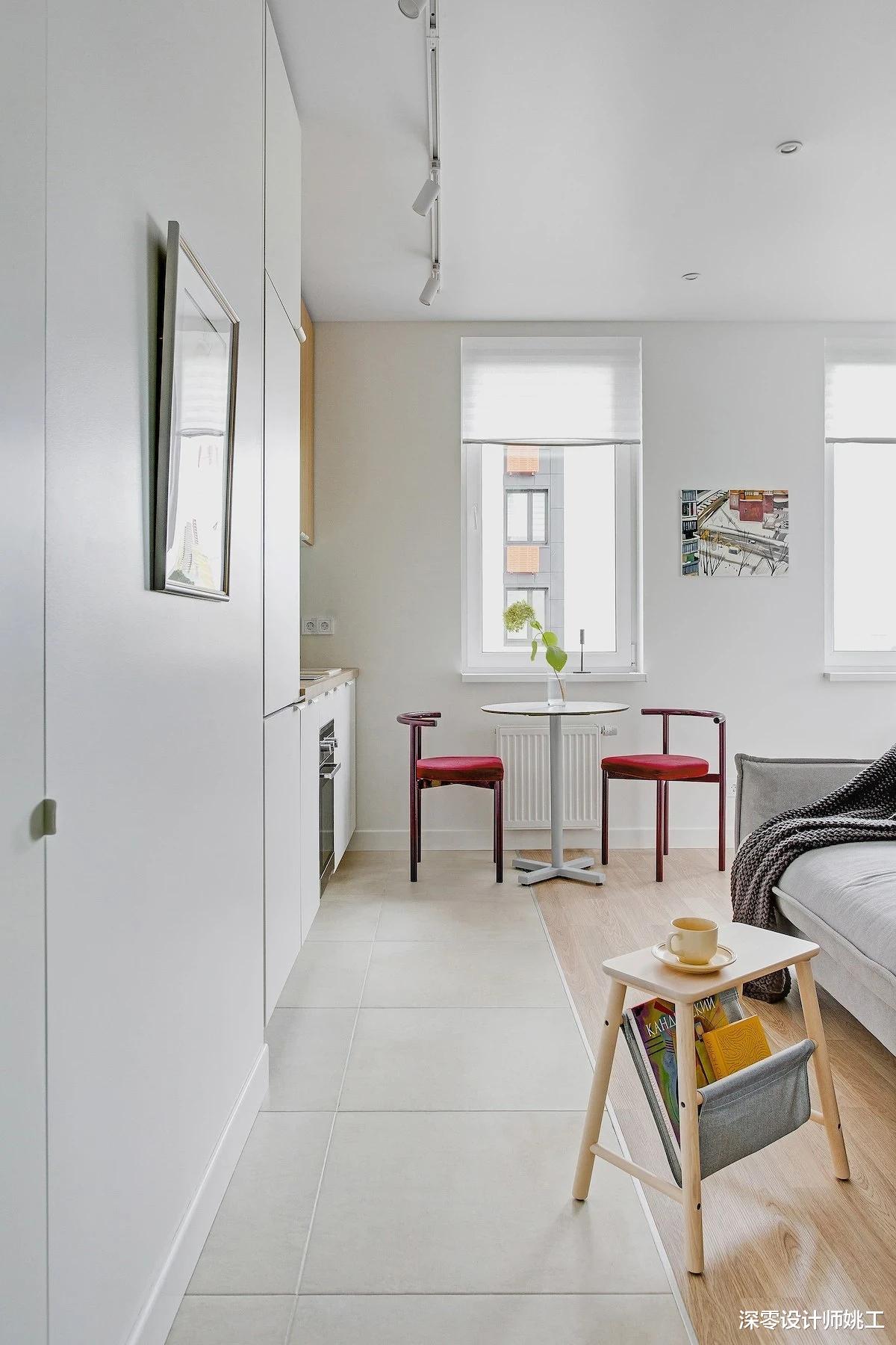 95后小姐姐全款买下47㎡公寓, 整屋纯白风, 走廊还带有隐形橱柜
