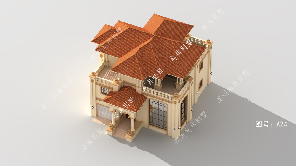 这款欧式别墅,色彩简约清爽,整体设计感强。