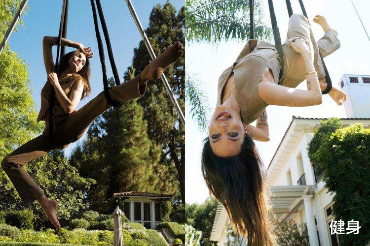 冻龄|46岁女王安洁莉娜裘莉,空中瑜伽展现冻龄身材