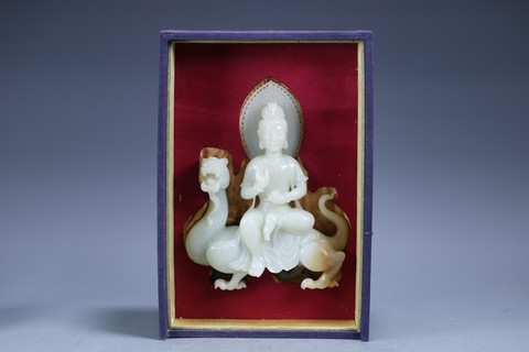 文殊菩萨|旧藏 老和田玉文殊菩萨雕像