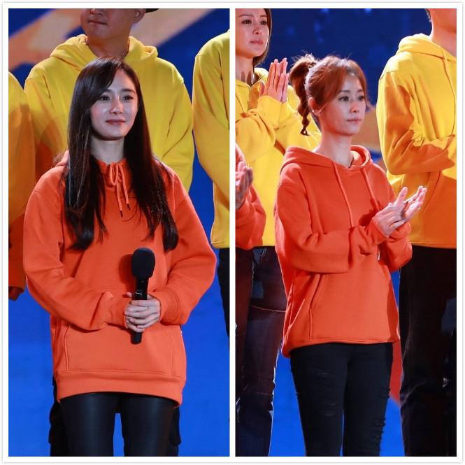 何超盈|杨幂还是换发型吧，和大11岁的林心如穿同色卫衣，看不出年龄差