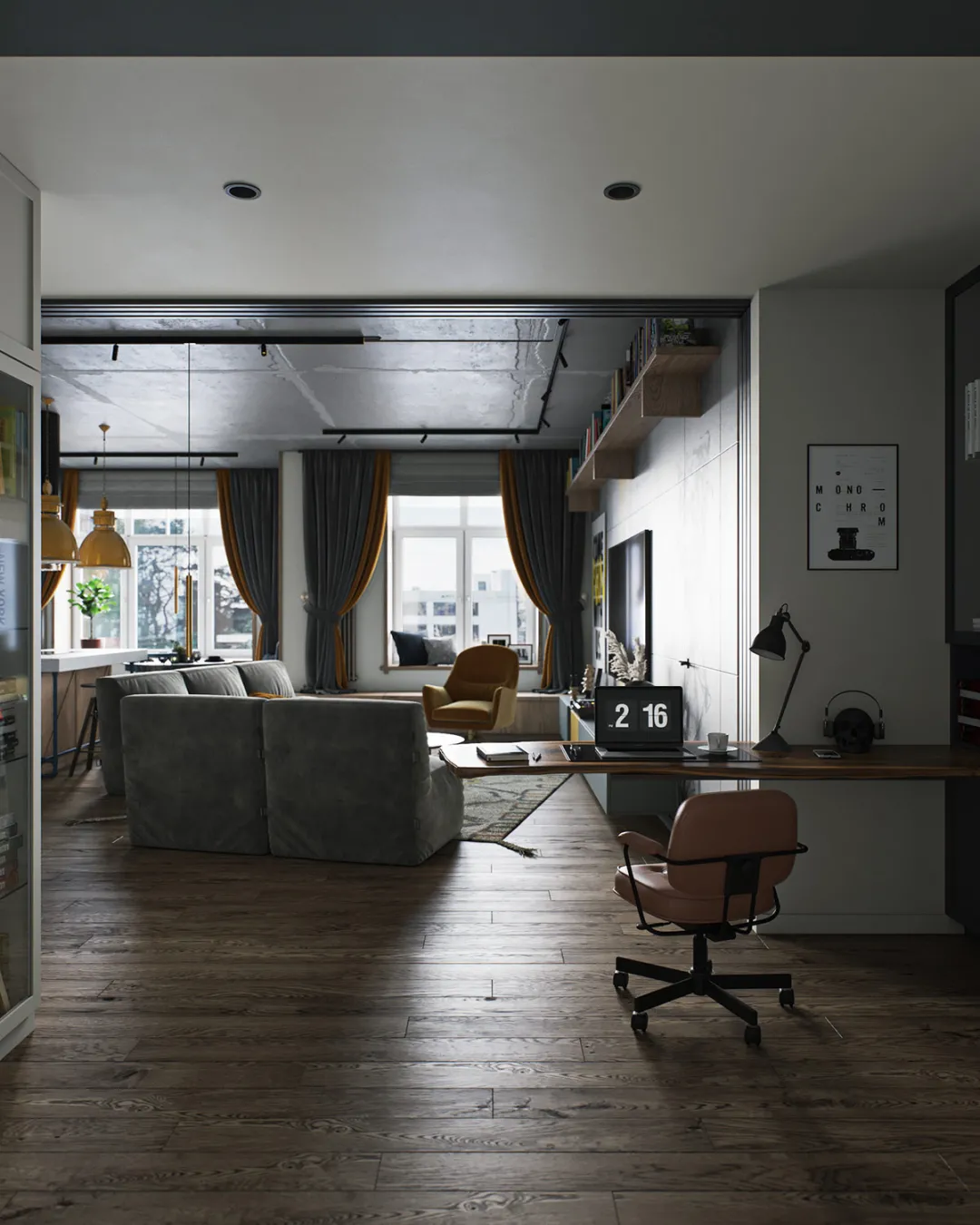 97㎡两居室堪比200㎡，这个高级灰的家，到底能有多酷？