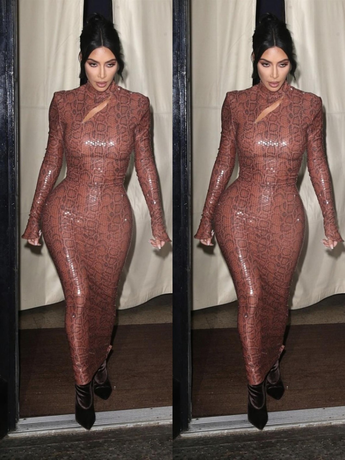 金·卡戴珊|金卡戴珊的身材跟“过山车”似的，裙子都“撑”得没褶了，真厉害