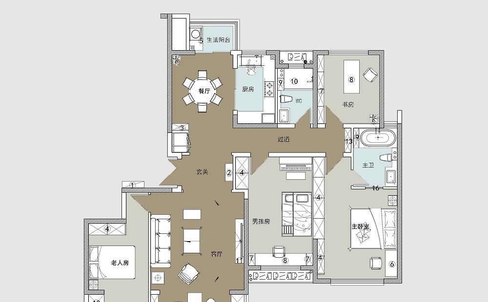 山水画|他家的中式风太好看了，入户玄关的圆形造型，很有中式意韵和品味