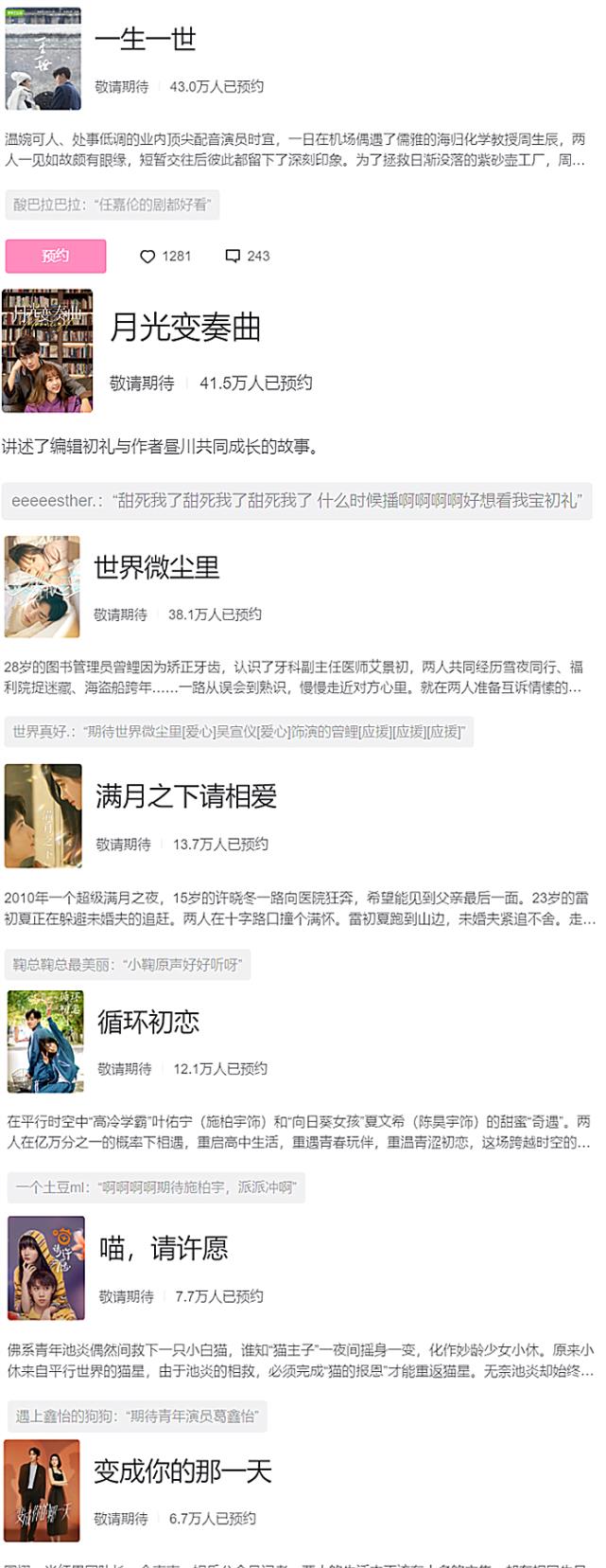 鞠婧祎|恋恋剧场开启预约，任嘉伦新剧高居榜首，鞠婧祎作品热度不高