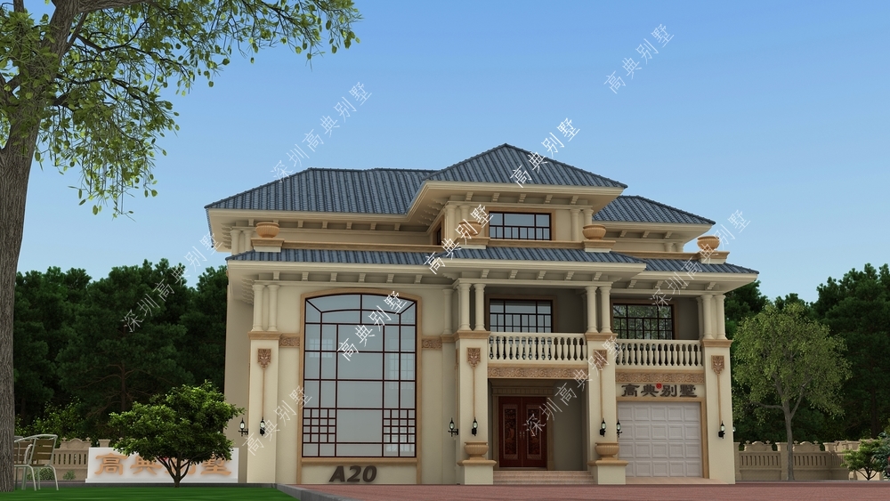 |这款简欧自建别墅,一眼看去,最引人注目的就是大落地窗