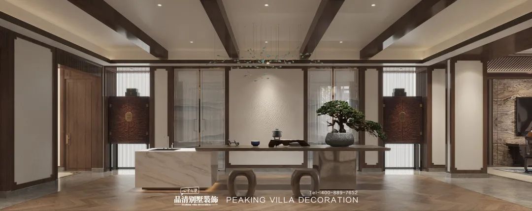 别墅装修|在1800㎡别墅中品味新中式里的诗境美学