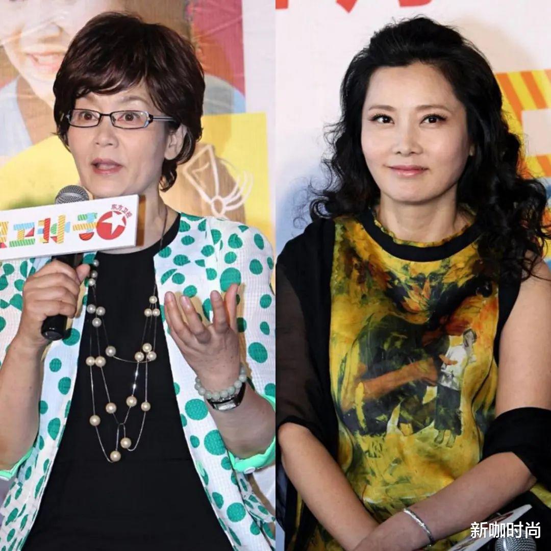西装|潘虹穿波点西服同框何赛飞，明明只相差8岁，却看上去像两代人