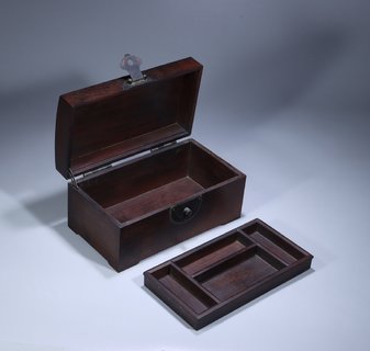 小叶紫檀|清代：小叶紫檀木雕·官制式书箱盒