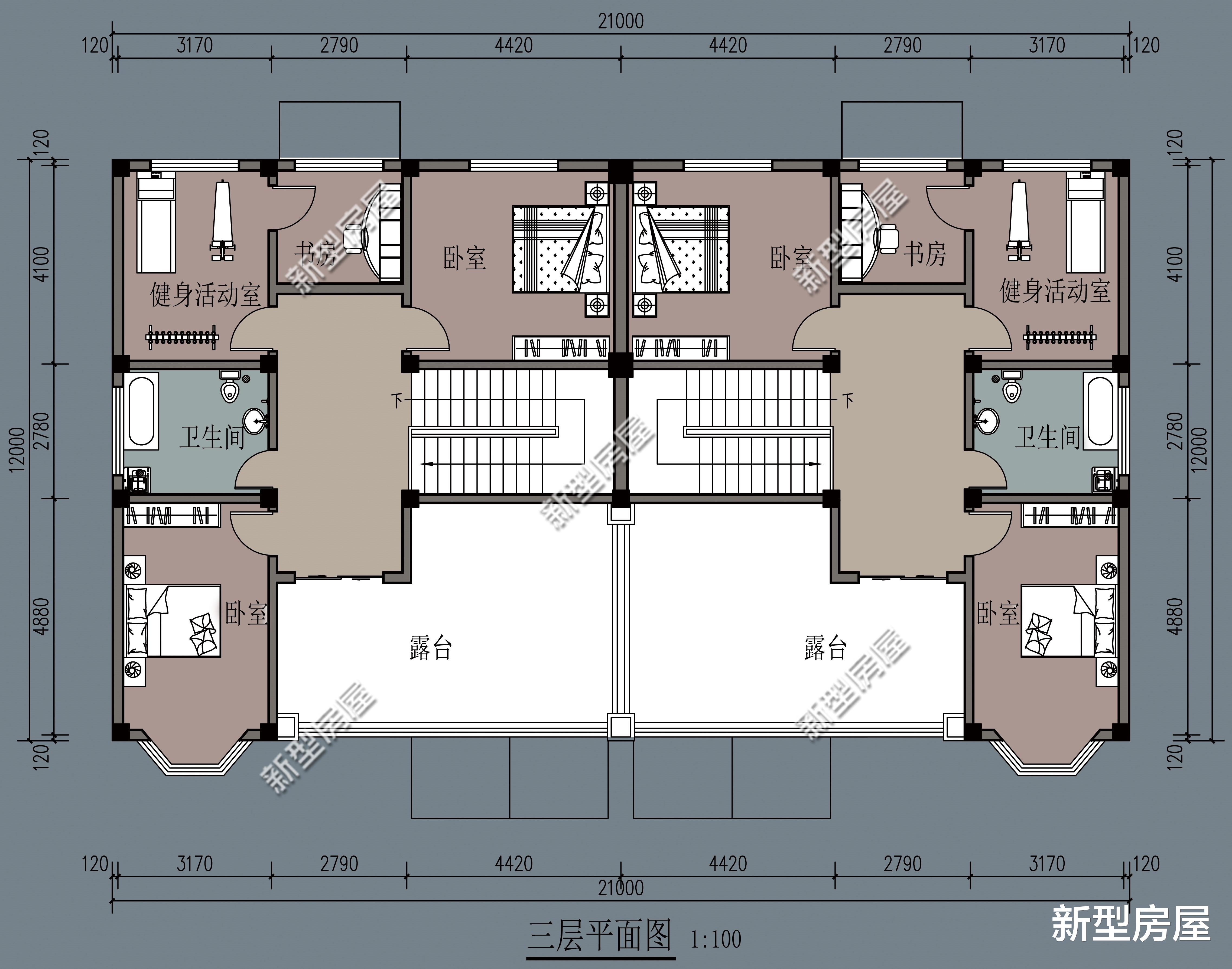 阳台|分享8套双拼户型，兄弟共建房的最佳选择，哪套更适合农村？