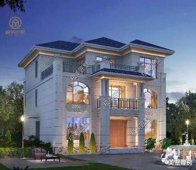 农村12米面宽,想修建一套简约时尚的自建别墅,这款图纸就不错