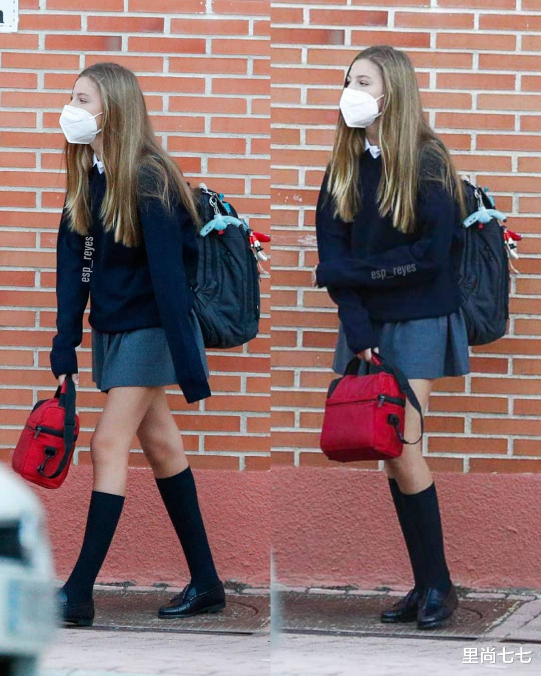 里尚七七|西班牙小公主开学，弯腰驼背不开心，1米8身高穿校服裙短得太尴尬