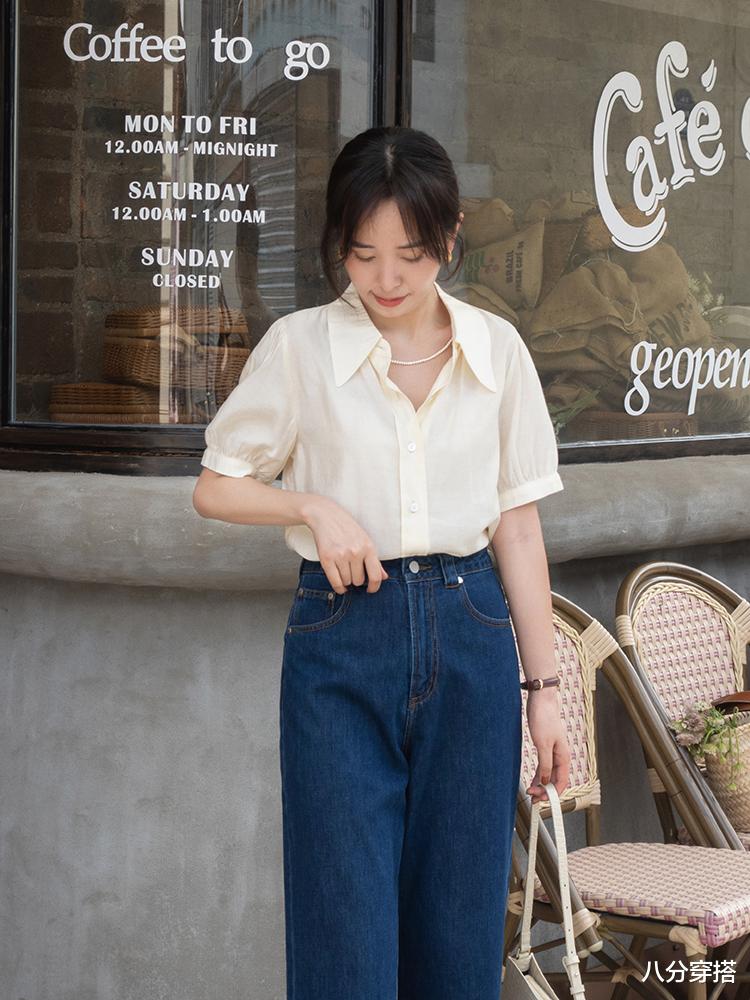 八分穿搭|秋天，衬衫的“高级穿法”是这样的，搭配西裤知性干练，洒脱利落