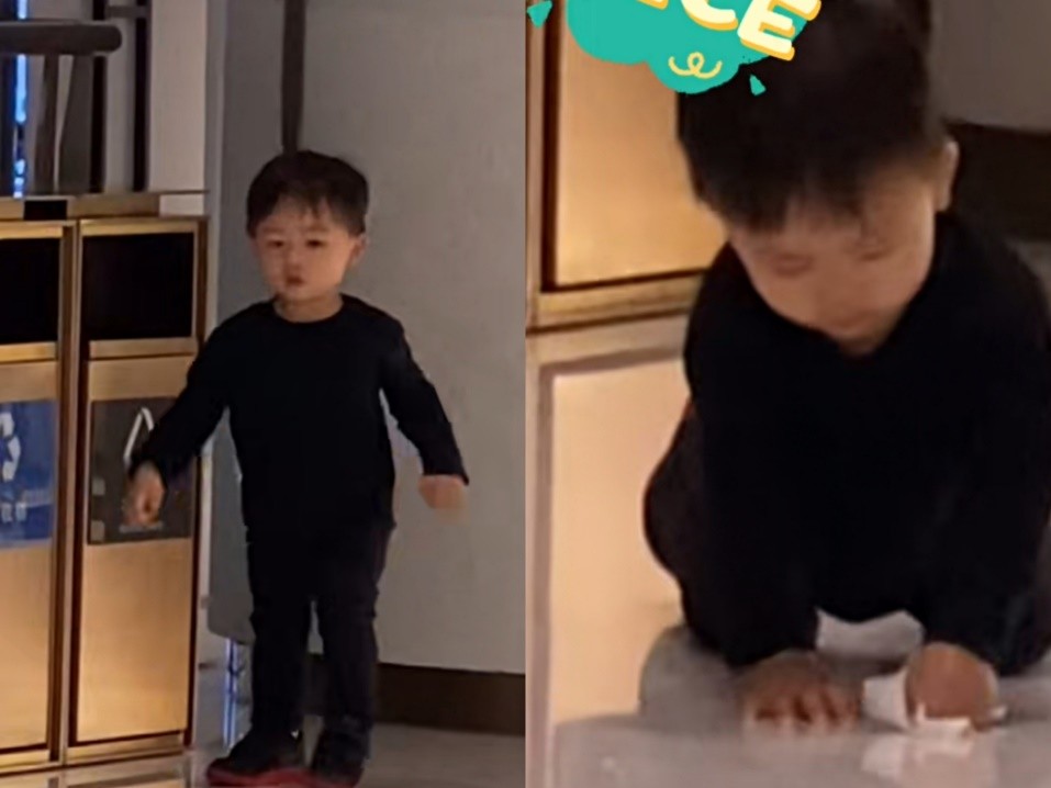 蔡少芬|蔡少芬陪儿子玩耍，素颜状态曝光被指像奶奶，身后两柜子红酒抢镜