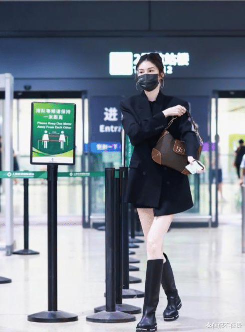 何穗|何穗恋爱后更美了，廓形西装配长筒靴大秀修长美腿，陈伟霆真幸福