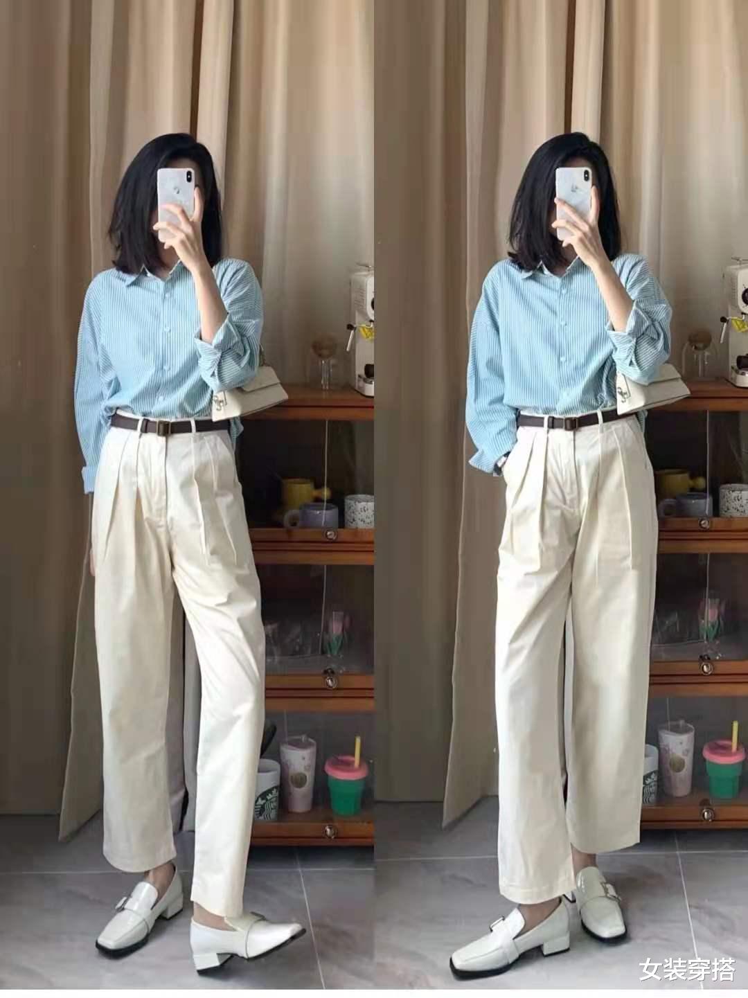 女装穿搭|早秋衬衫下面配什么裤子好看