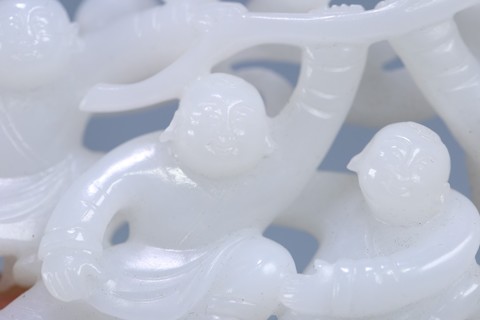 |旧藏 和田玉五子登科摆件